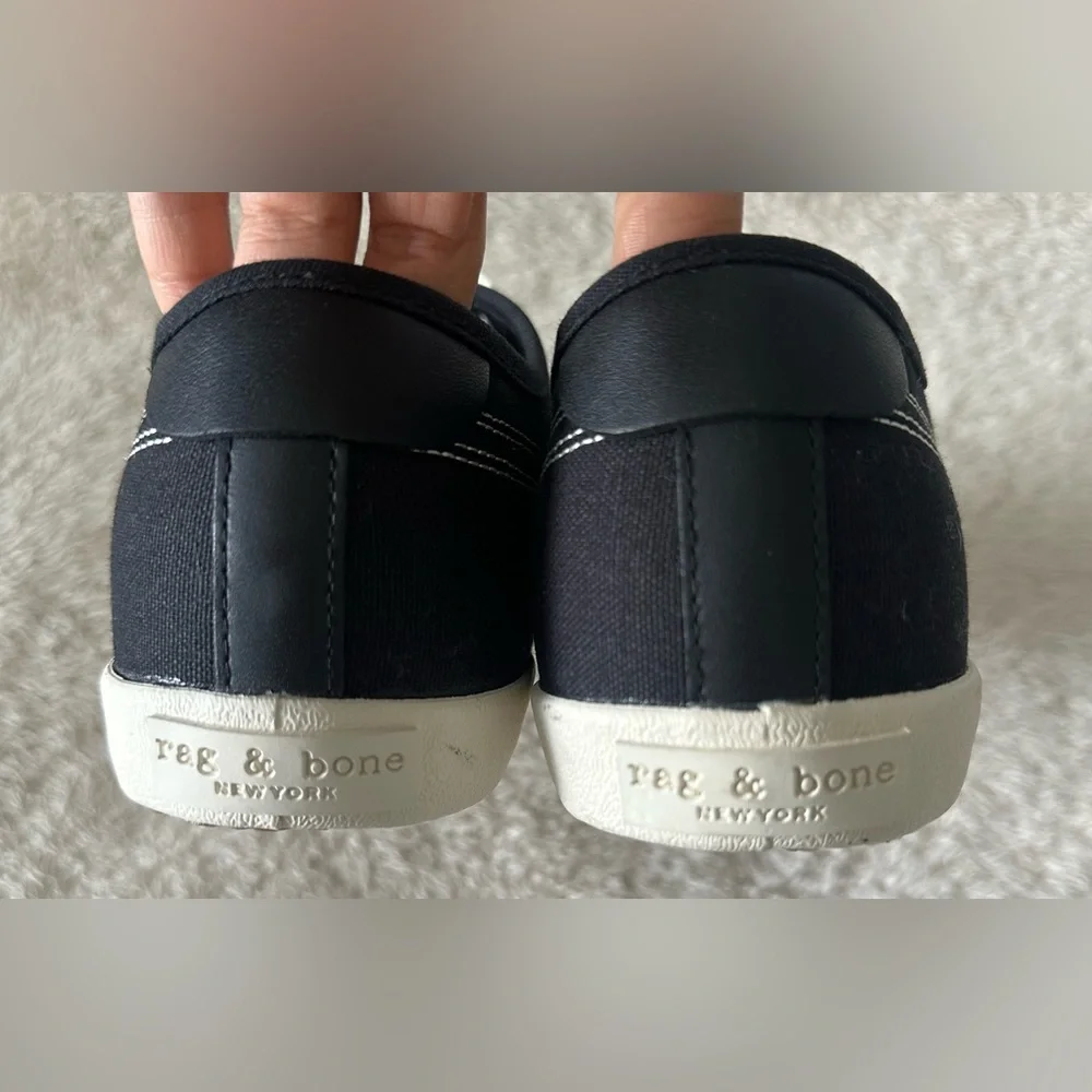 RAG & BONE Black Canvas Court Sneaker size 39
